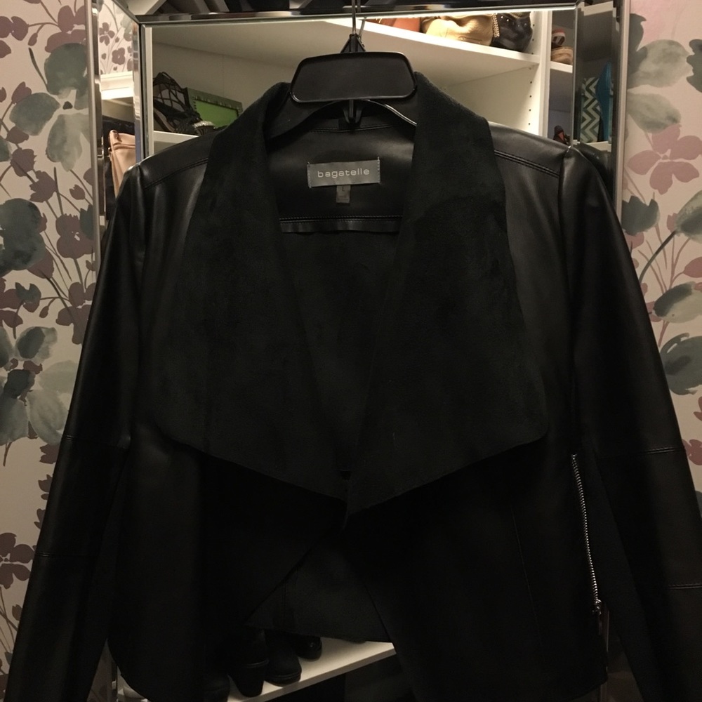 Girl’s contemporary faux leather jacket.